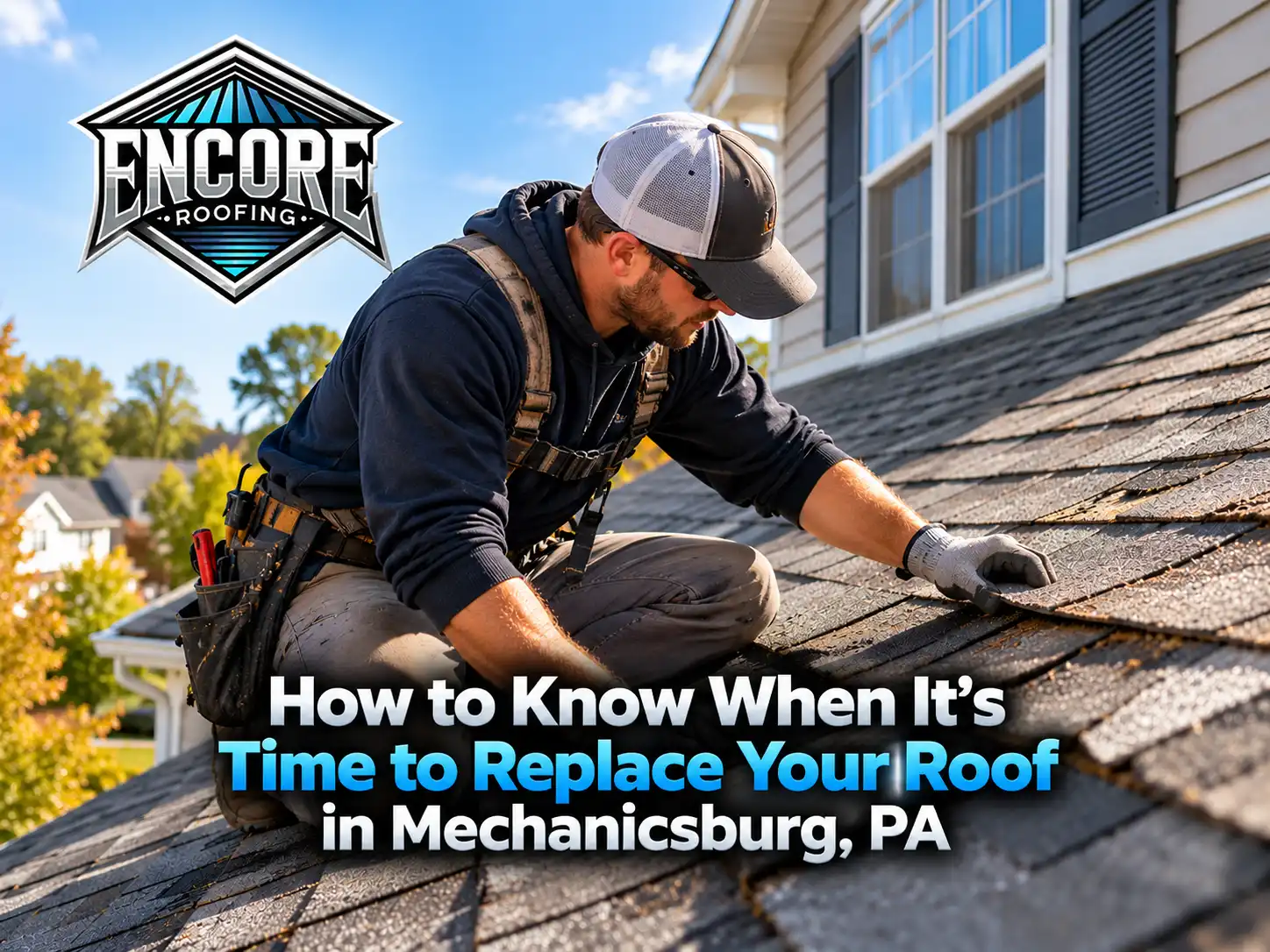 Roofer Inspecting Shingles in Mechanicsburg